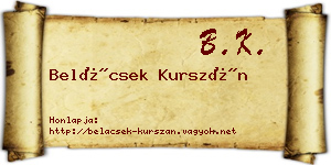 Belácsek Kurszán névjegykártya
